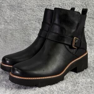 Naturalizer Cabaret Moto Ankle Boot Women's Size 9 Black Ankle Lug Sole Bootie